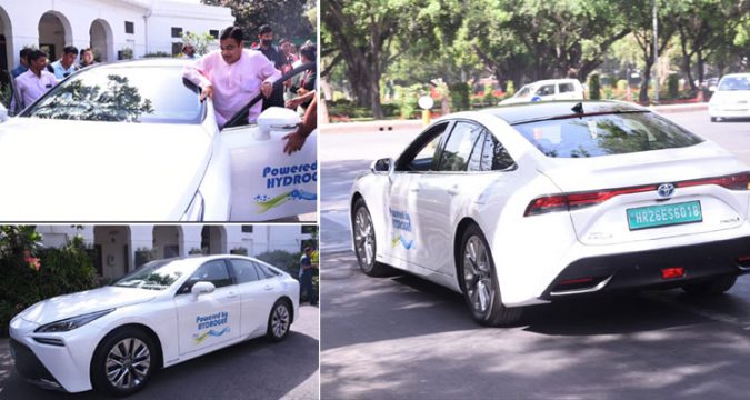 പാരമ്പര്യേതര ഊർജ്ജരംഗത്ത് ഇന്ത്യക്ക് വൻ മുന്നേറ്റം; ഹൈഡ്രജൻ കാറിൽ പാർലമെന്റിലെത്തി കേന്ദ്രമന്ത്രി നിതിൻ ഗഡ്കരി.