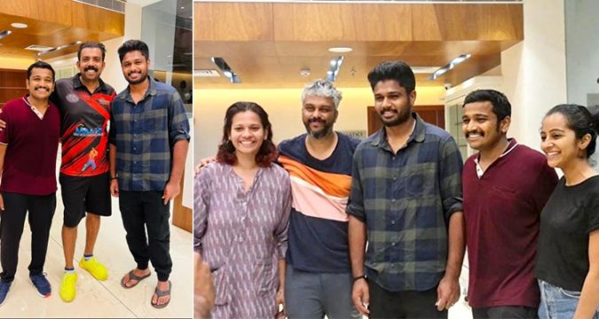 ബേസിൽ ജോസഫ് ചിത്രം 'ജയ ജയ ജയ ജയഹേ' സെറ്റിൽ സർപ്രൈസ് വിസിറ്റ് നടത്തി കേരളത്തിന്റെ സൂപ്പർ ബാറ്റ്സ്മാൻ സഞ്ജു സാംസൺ.